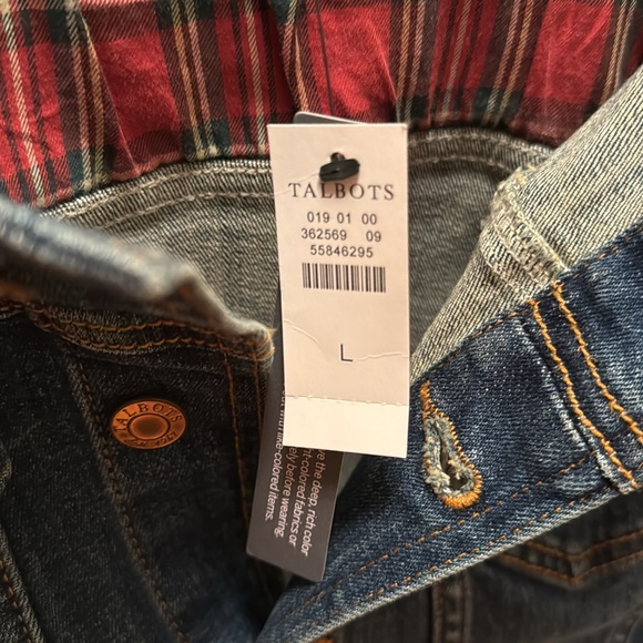Talbots Jean Jacket with Tartan Plaid Cuffs - size large - NWT - Picture 3 of 12